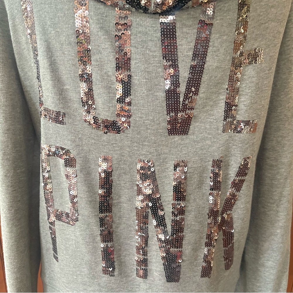 Victoria's Secret PINK Limited Edition Full-zip Hoodie With Sequin Design Size L - Picture 9 of 12